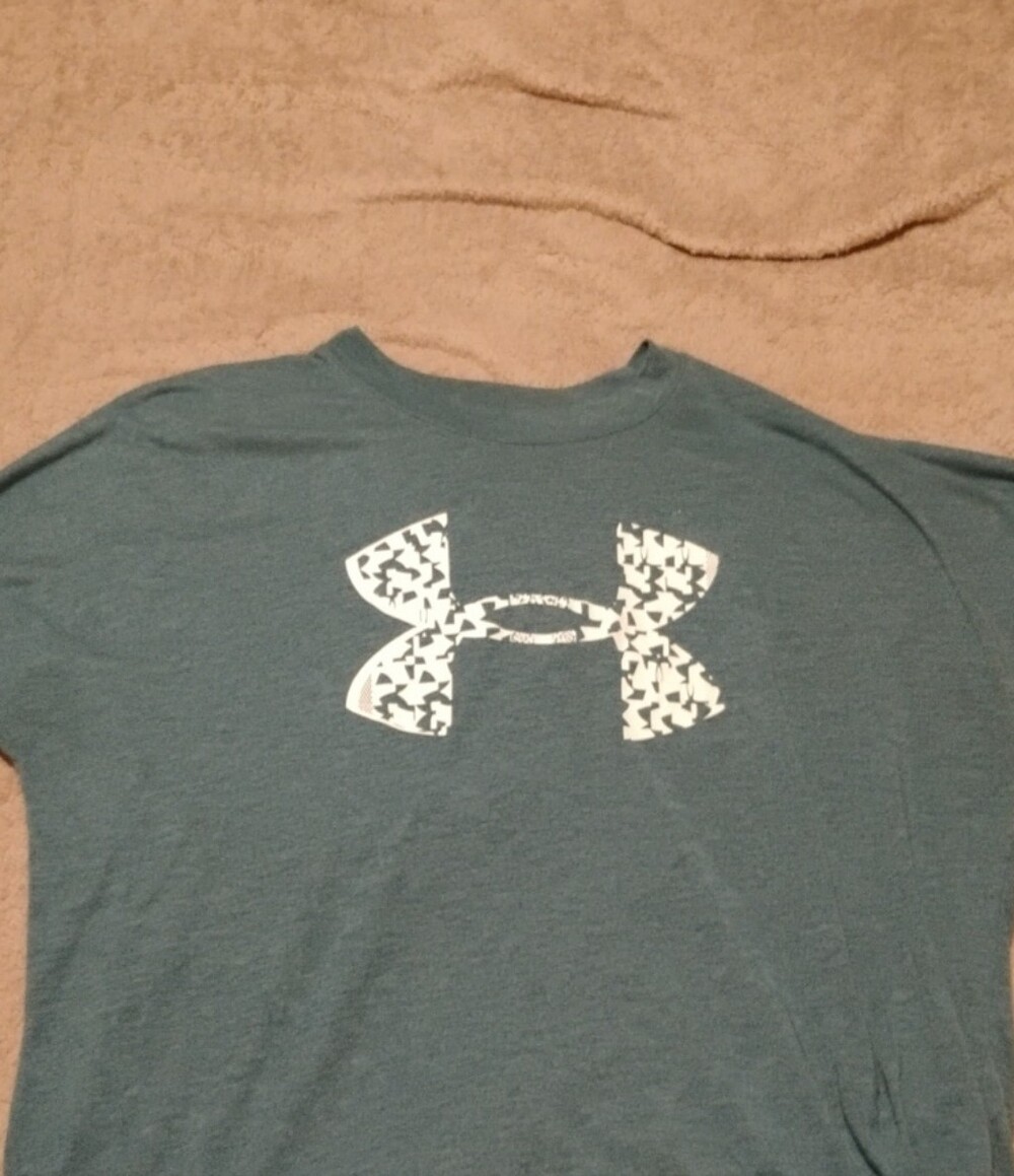 Under Armour Teal Short Sleeve Logo Tee with White Pattern